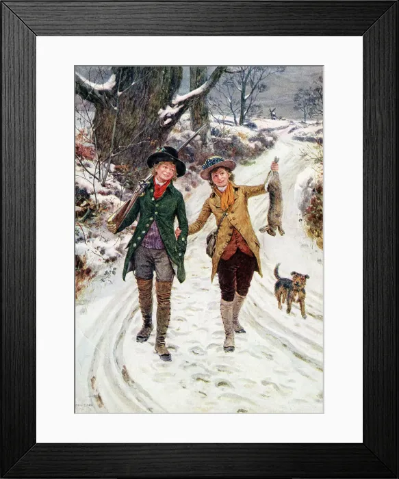 Framed Print : Young men returning home in the snow Framed Print : Young men returning home in the snow