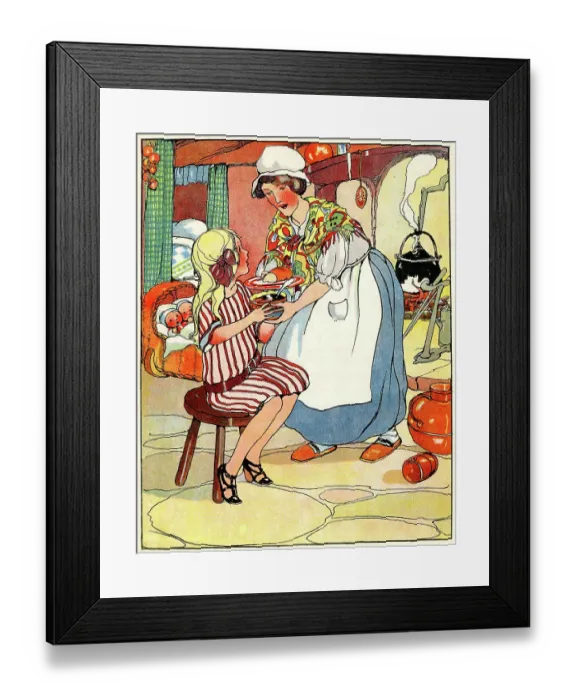 Framed Print : Girl being served supper Framed Print : Girl being served supper