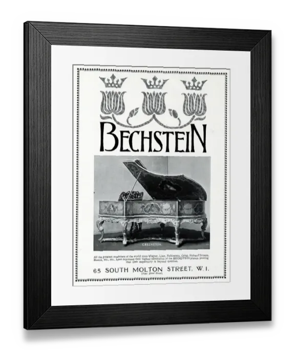 Framed Print : Advert, Bechstein Pianos, South Molton Street, London Framed Print : Advert, Bechstein Pianos, South Molton Street, London