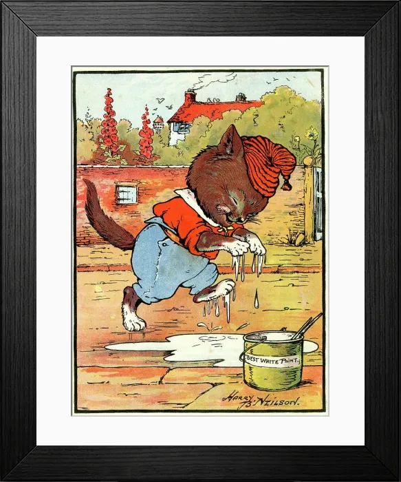 Framed Print : Tommy Tinker the Cat paddled in spilt paint Framed Print : Tommy Tinker the Cat paddled in spilt paint