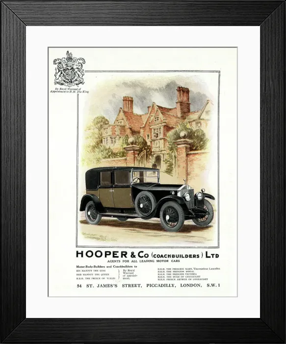 Framed Print : Advert, Hooper & Co (Coachbuilders) Ltd, London Framed Print : Advert, Hooper & Co (Coachbuilders) Ltd, London