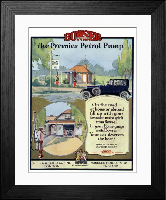 Framed Print : Advert, Bowser, the Premier Petrol Pump Framed Print : Advert, Bowser, the Premier Petrol Pump