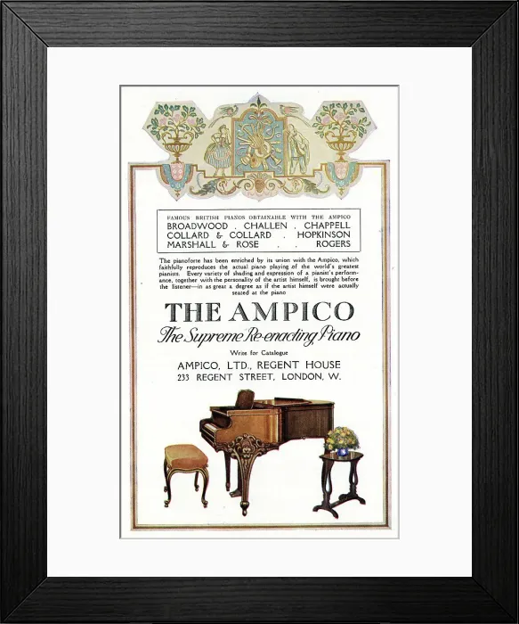 Framed Print : Advert, The Ampico piano, Regent Street, London Framed Print : Advert, The Ampico piano, Regent Street, London