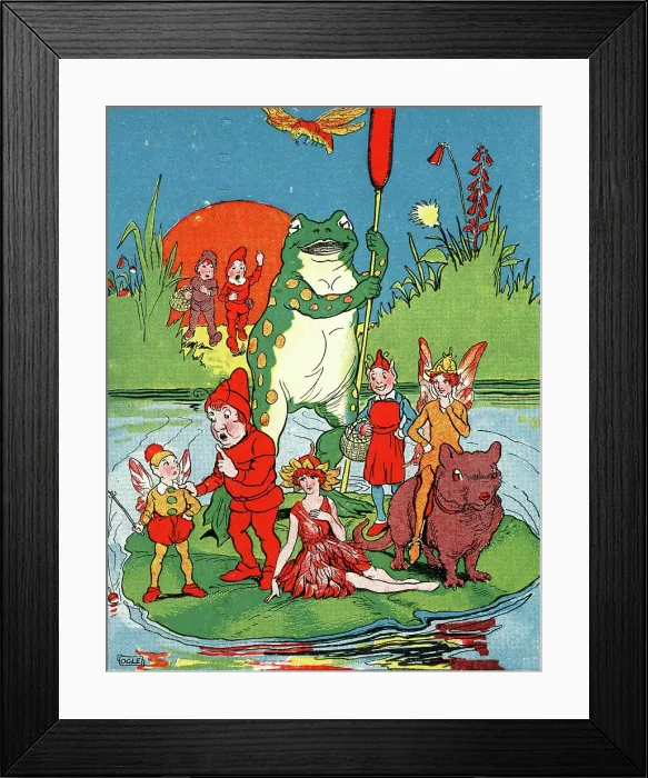 Framed Print : The Fairy Folk on Freddy Frog's Ferry Framed Print : The Fairy Folk on Freddy Frog's Ferry