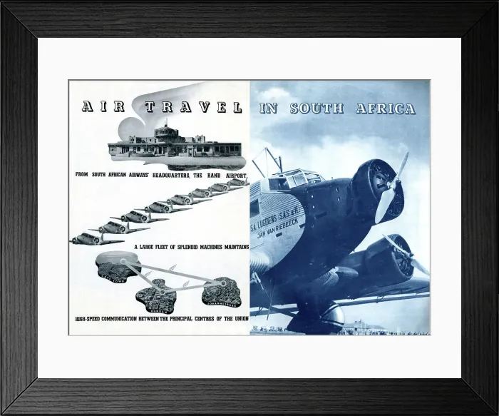 Framed Print : Advert, Air Travel in South Africa Framed Print : Advert, Air Travel in South Africa
