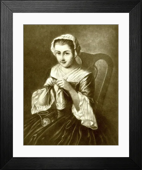 Framed Print : A Girl Knitting, by Philippe Mercier Framed Print : A Girl Knitting, by Philippe Mercier