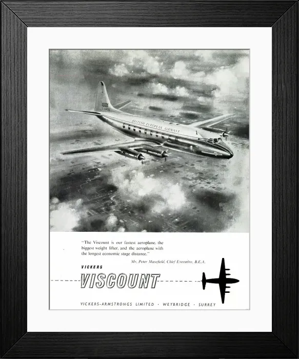 Framed Print : Advert, Vickers Viscount, BEA Framed Print : Advert, Vickers Viscount, BEA