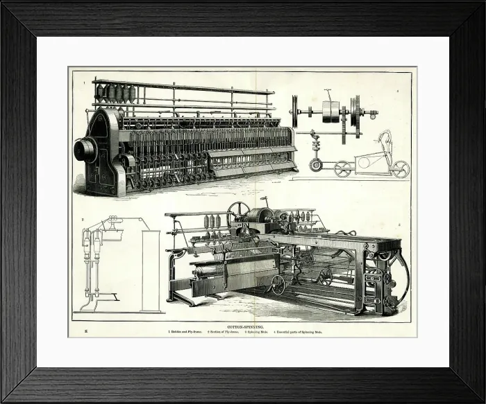 Framed Print : Cotton Spinning Mill Equipment Framed Print : Cotton Spinning Mill Equipment