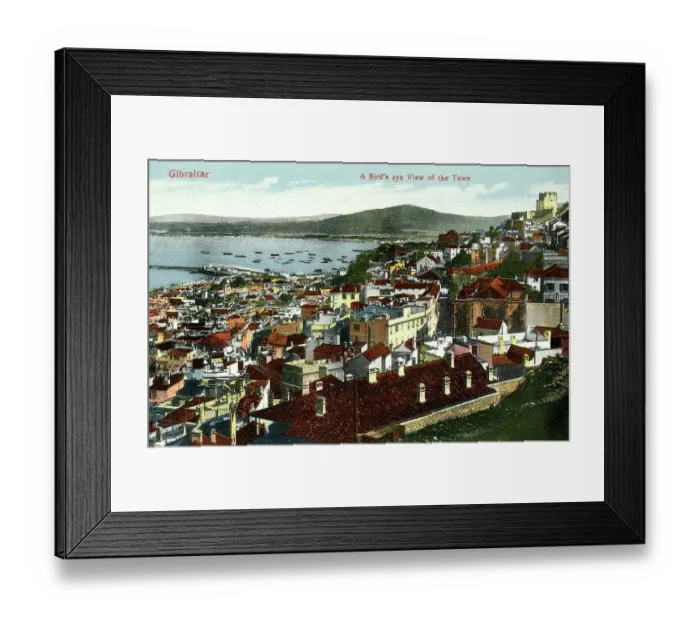 Framed Print : A bird's eye view of the Town, Gibraltar Framed Print : A bird's eye view of the Town, Gibraltar