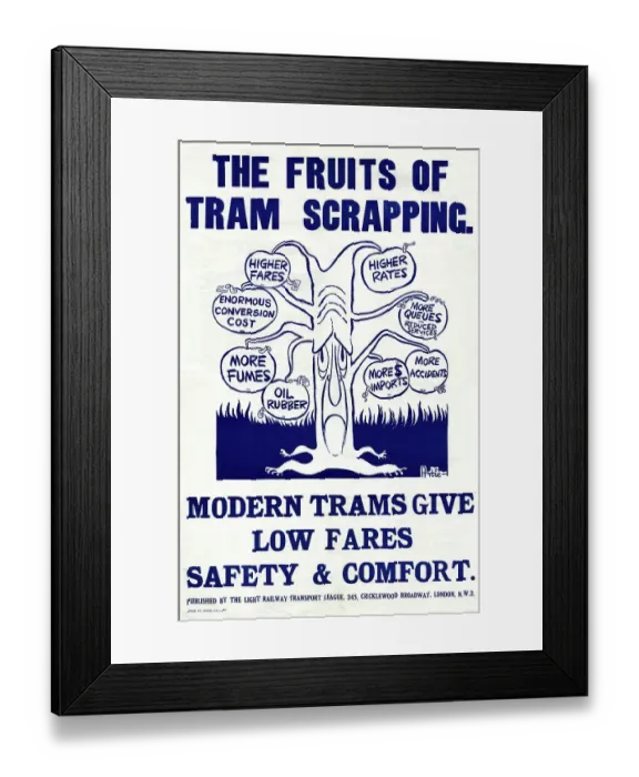 Framed Print : Campaign poster against scrapping trams Framed Print : Campaign poster against scrapping trams