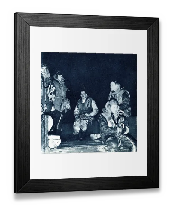 Framed Print : RAF airmen just back from a long night flight, WW2 Framed Print : RAF airmen just back from a long night flight, WW2