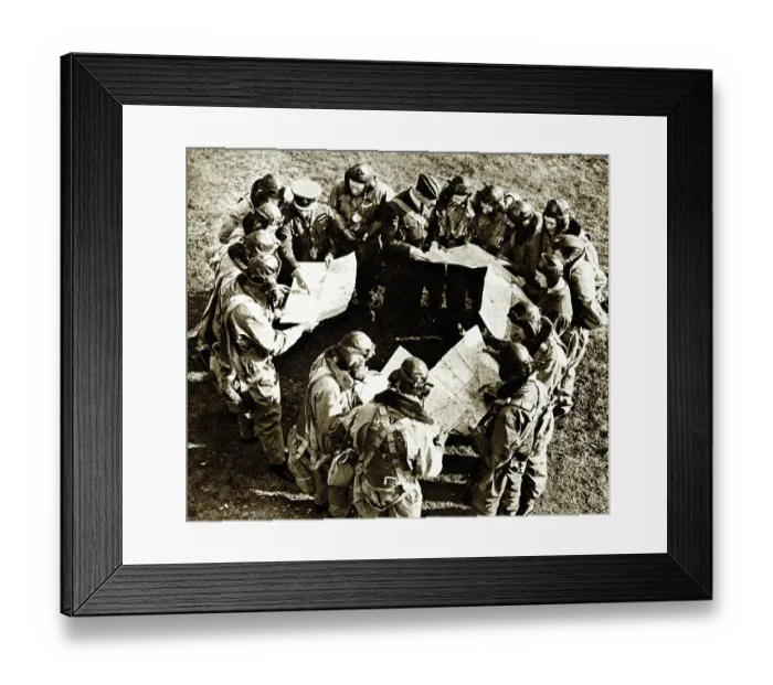 Framed Print : RAF airmen take instructions before setting off, WW2 Framed Print : RAF airmen take instructions before setting off, WW2