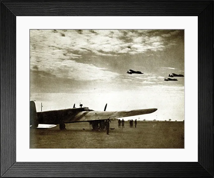 Framed Print : RAF bombers taking off on a raid, WW2 Framed Print : RAF bombers taking off on a raid, WW2