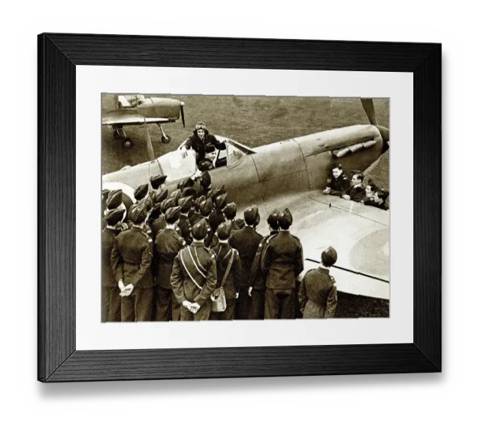 Framed Print : RAF cadet sitting in a real plane, WW2 Framed Print : RAF cadet sitting in a real plane, WW2