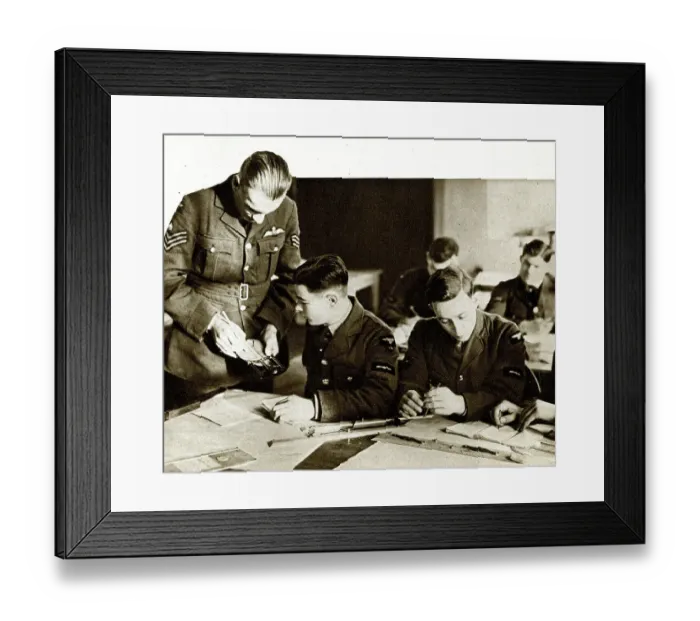 Framed Print : RAF trainee pilots working out courses and speeds, WW2 Framed Print : RAF trainee pilots working out courses and speeds, WW2