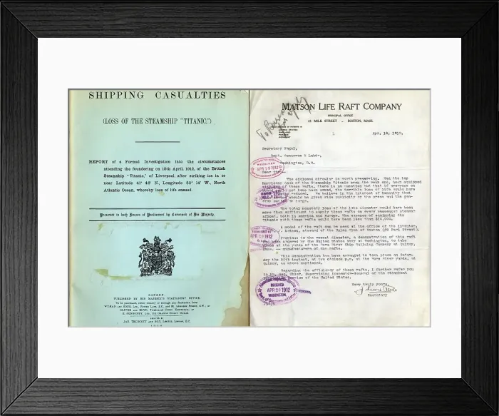 Framed Print : RMS Titanic - Shipping Casualties report and letter Framed Print : RMS Titanic - Shipping Casualties report and letter