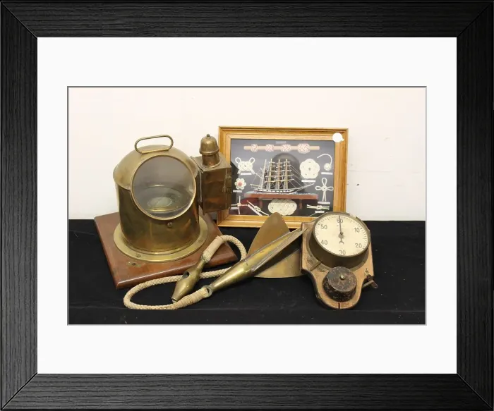 Framed Print : Ship's binnacle compass, speedometer, clock, knots Framed Print : Ship's binnacle compass, speedometer, clock, knots