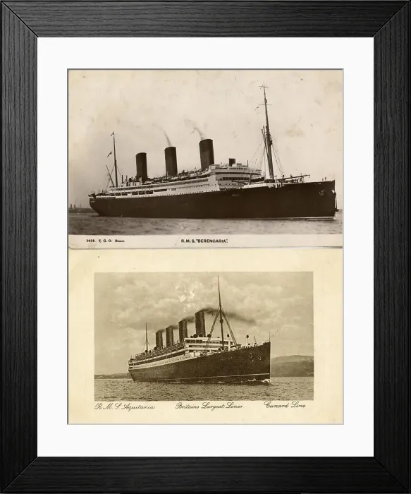 Framed Print : Two postcards, RMS Berengaria and RMA Aquitania Framed Print : Two postcards, RMS Berengaria and RMA Aquitania