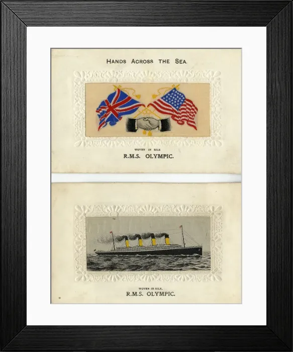 Framed Print : RMS Olympic - two silk postcards Framed Print : RMS Olympic - two silk postcards