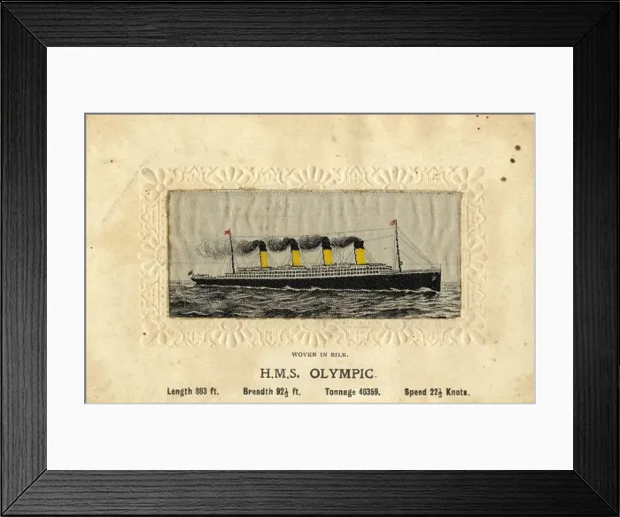 Framed Print : Silk postcard, HMS Olympic Framed Print : Silk postcard, HMS Olympic