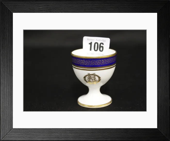 Framed Print : White Star Line - blue, white and gilt egg cup Framed Print : White Star Line - blue, white and gilt egg cup