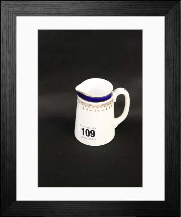 Framed Print : White Star Line - blue, white and gilt milk jug Framed Print : White Star Line - blue, white and gilt milk jug