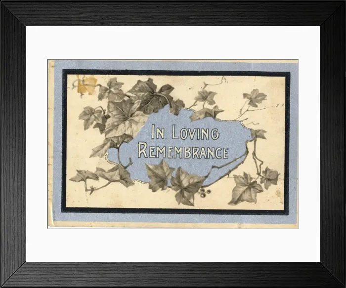Framed Print : RMS Titanic - In Loving Remembrance card with ivy Framed Print : RMS Titanic - In Loving Remembrance card with ivy