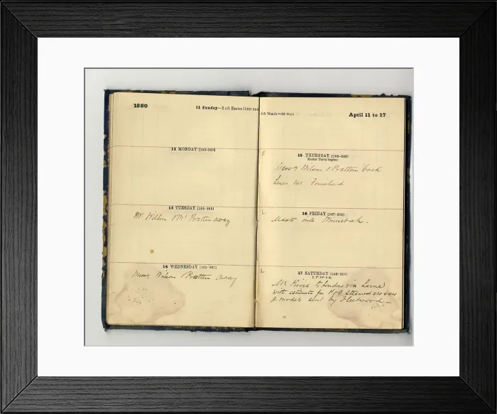 Framed Print : Harland & Wolff - rare diary with handwritten entries Framed Print : Harland & Wolff - rare diary with handwritten entries