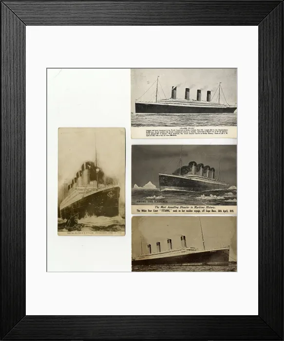 Framed Print : RMS Titanic - four post-disaster postcards Framed Print : RMS Titanic - four post-disaster postcards