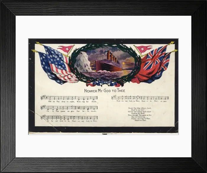 Framed Print : RMS Titanic - Nearer My God to Thee postcard with music Framed Print : RMS Titanic - Nearer My God to Thee postcard with music