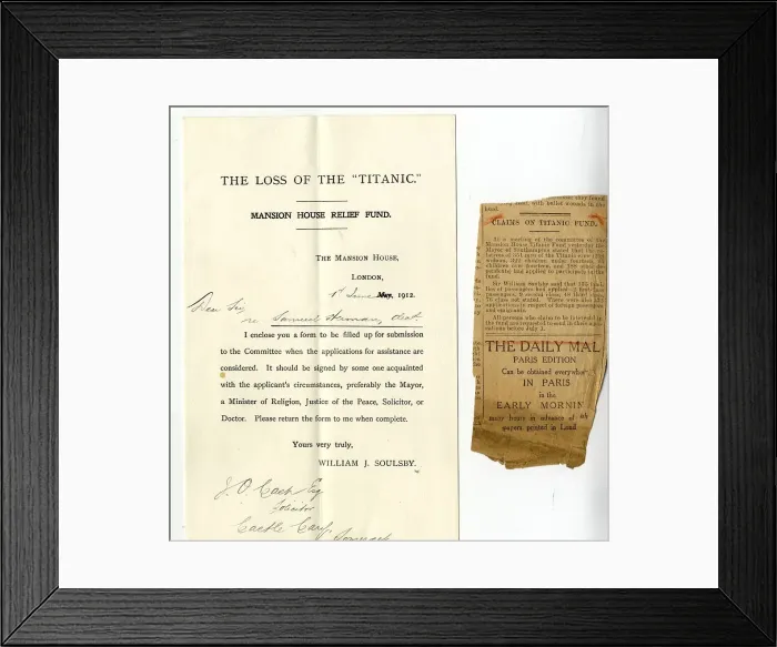 Framed Print : RMS Titanic - Mansion House Relief Fund Framed Print : RMS Titanic - Mansion House Relief Fund