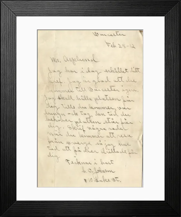 Framed Print : RMS Titanic - letter to Carl Asplund, victim Framed Print : RMS Titanic - letter to Carl Asplund, victim