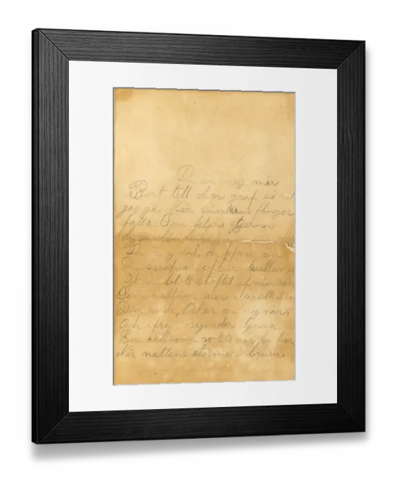 Framed Print : RMS Titanic - letter in Swedish, Carl Asplund, victim Framed Print : RMS Titanic - letter in Swedish, Carl Asplund, victim