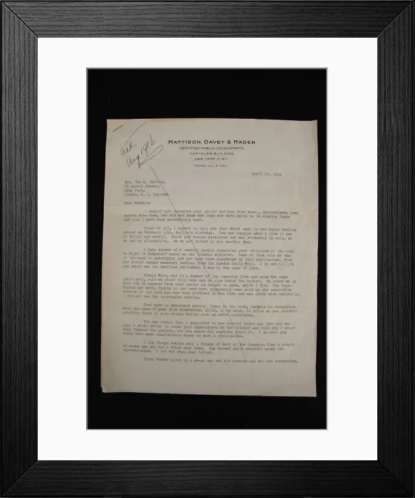 Framed Print : RMS Titanic - letter, Mabel Francatelli, passenger Framed Print : RMS Titanic - letter, Mabel Francatelli, passenger