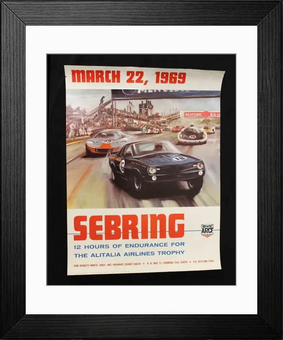 Framed Print : Poster, Sebring motor racing, 22 March 1969 Framed Print : Poster, Sebring motor racing, 22 March 1969