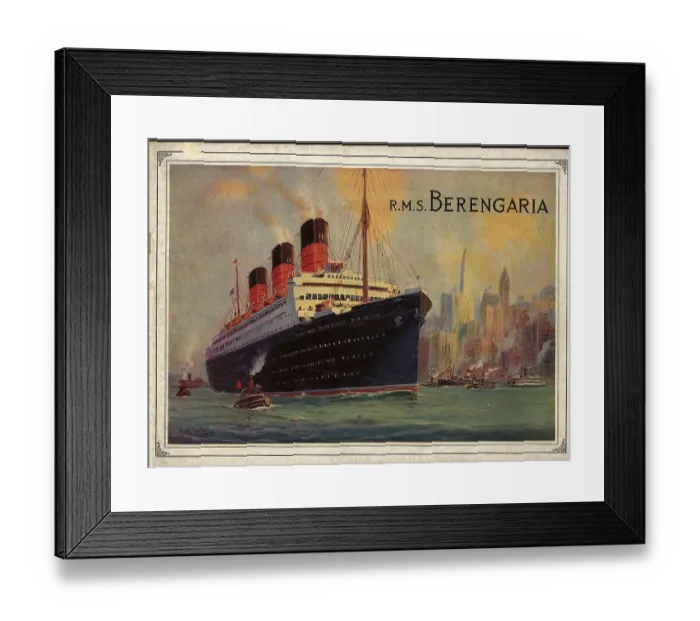 Framed Print : RMS Berengaria, cover design, promotional brochure Framed Print : RMS Berengaria, cover design, promotional brochure