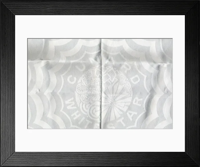 Framed Print : Cunard White Star - First Class damask tablecloth Framed Print : Cunard White Star - First Class damask tablecloth