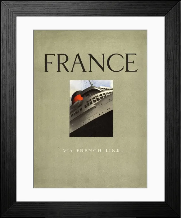 Framed Print : Cover design, France via French Line brochure Framed Print : Cover design, France via French Line brochure