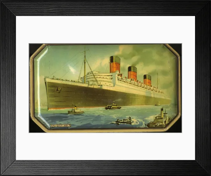 Framed Print : RMS Queen Mary cruise liner - biscuit tin lid Framed Print : RMS Queen Mary cruise liner - biscuit tin lid