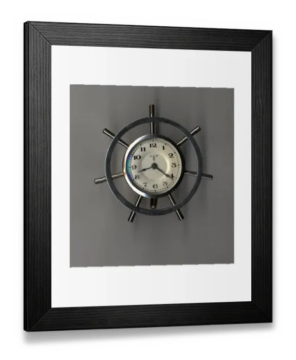 Framed Print : MV Britannic - chrome mantel clock