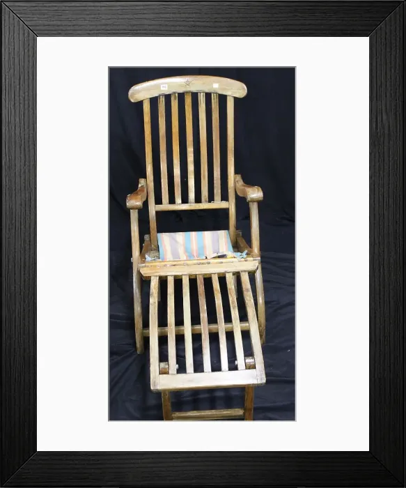 Framed Print : White Star Line - hardwood folding deck chair Framed Print : White Star Line - hardwood folding deck chair