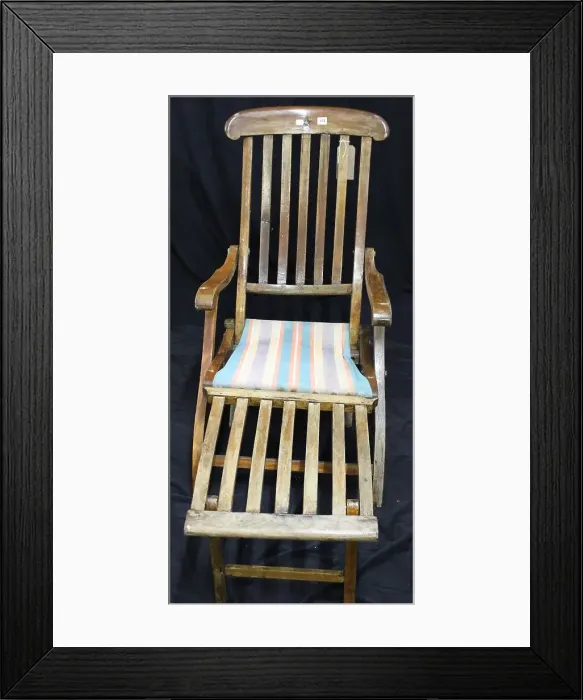 Framed Print : White Star Line - hardwood folding deck chair Framed Print : White Star Line - hardwood folding deck chair