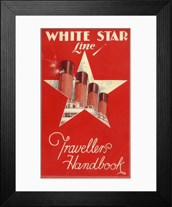Framed Print : White Star Line - Travellers Handbook cover design Framed Print : White Star Line - Travellers Handbook cover design