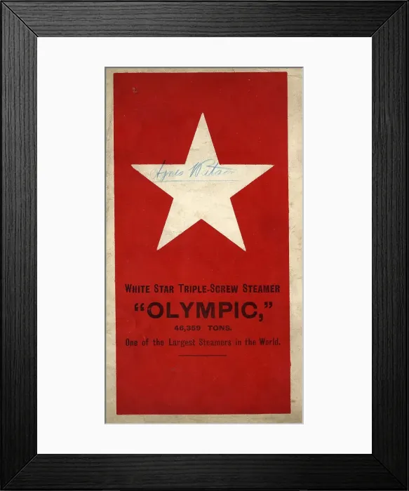 Framed Print : White Star Line, RMS Olympic, foldout leaflet Framed Print : White Star Line, RMS Olympic, foldout leaflet