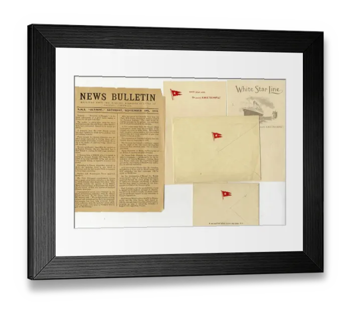 Framed Print : White Star Line, RMS Olympic - News Bulletin and stationery