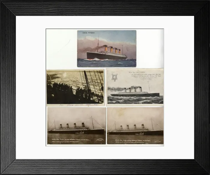 Framed Print : White Star Line, RMS Titanic - five postcards Framed Print : White Star Line, RMS Titanic - five postcards