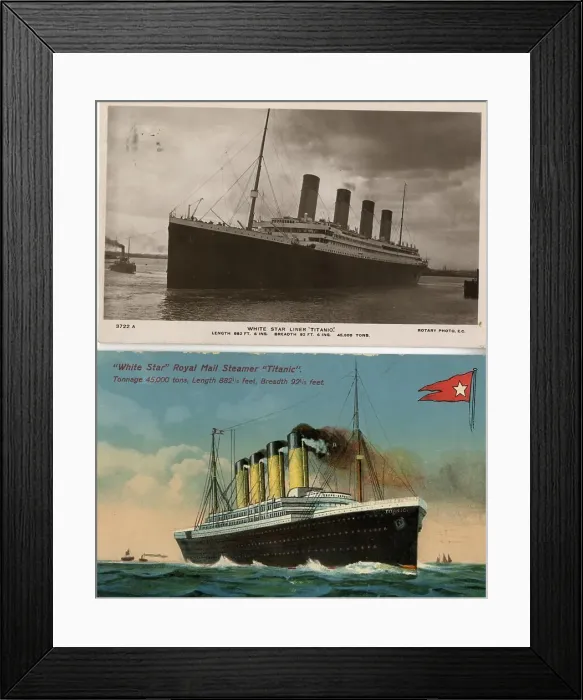 Framed Print : White Star Line, RMS Titanic - two postcards Framed Print : White Star Line, RMS Titanic - two postcards