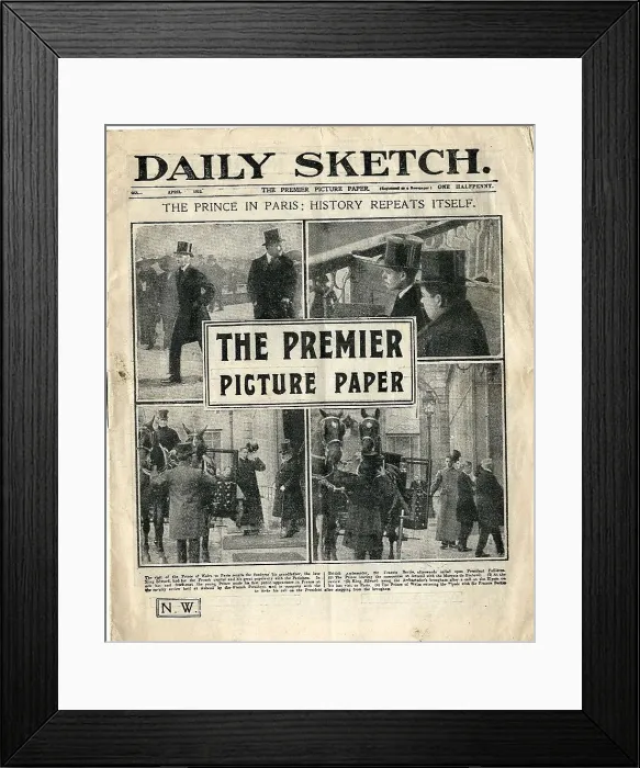 Framed Print : Daily Sketch front page, Prince of Wales in Paris Framed Print : Daily Sketch front page, Prince of Wales in Paris