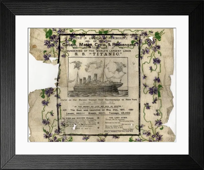 Framed Print : RMS Titanic in memoriam handkerchief Framed Print : RMS Titanic in memoriam handkerchief