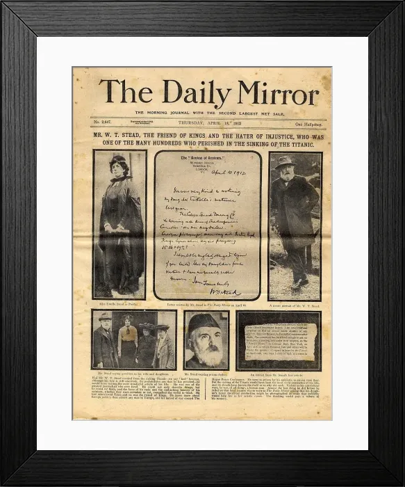 Framed Print : Daily Mirror, Titanic disaster, W T Stead Framed Print : Daily Mirror, Titanic disaster, W T Stead